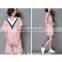 Korean Style Girl V-neck Pleated Dress Casual Women Loose-fitting Dress