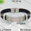 Fashion new steel color black leather bracelet