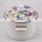 High Quality Blue Rose Flower Decal Printing Enamel Steamer Pot