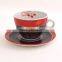 200--300ml blue glazed ceramic mug with saucer