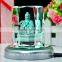 3D laser figure of buddha crystal cube souvenirs with LED light base