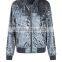 Women Fitness Shiny Velvet Bomber Jacket Ribbed Trim Zip Up Coat With Pocket Sides Outwear