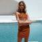 Hollow Out I Ladies Dresses Suede Fabric Fashion Backless Women Sexy Dress
