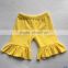 Hot sale baby kids summer clothes ruffle shorts children wear cotton knitted yellow solid color short pants