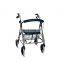 Wholesale Aluminum Lightweight Portable Walking Aid Rollator Walker with Seat and Footrest