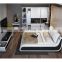 Customize color Modern bedroom furniture design multimedia speaker USB charger leather fabric smart bed frame