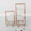 Nordic Shelf Storage Trolley 2 Tier Kitchen Rolling Wooded Leg Utility Cart With Wood Wheels