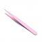 Tweezers beauty tool planting/grafting eyelashes bird's nest hair picking stainless steel straight head tweezers pink pointed cute sticker