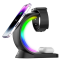 3 In 1 Desktop Stand 15W Magnetic Fast Wireless Charging Stand Holder With Led Rgb Light Lamp For iPhone