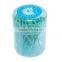 Plastic floss tooth picks packed in round box
