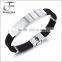 Stainless Steel Silicone Bangle Bracelet Wristband with Cubic Zirconia Inlaid Silver black tones