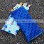 10 Designs Soft Warm Minky Cotton Royal Blue Teething Pad with Ribbon