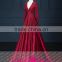 K125 V Neck Backless Long Sleeve Burgundy Elegant Heavy Beaded Evening Dresses