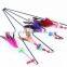 Aimigou NEW Steel Wire Kitten Cat Toy Feather Rod Teaser Bell Play Pet Dangler Wand