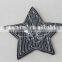 100% fashion design embroidery sequin patch with applique embroidery star patches three color design for cloting