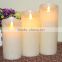 3pcs dripping flameless moving wick real wax pillar led candles with timer remote control led candles