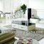 Modern design stainless steel and top glass tv stand E354