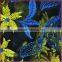 2 colors floral embroidery lace fabric, shining poly plain mesh embroidery fabric