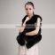 Myfur Warm Black Real Fox Fur Waistcoat for Women and Girl