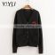 High quality winter knit cardigan sweater fashion black thick school uniform