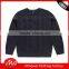 Boys' custom long sleeve crew neck plain black hand knit sweater for wholesale