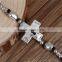 Wax Rope Hand Made Beaded Bracelets Antique Silver Black Cross Round 21cm long