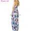 Big Summer Flower Strapless Maxi Dress with Pockets