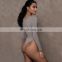 Wholesale women long sleeve wide round neck ribbed cotton bodysuits for women
