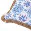 Factory Supply Waterproof Durable Blue Comfort Classics Flower Screen Printing Outdoor Pillows With Jute Fringes