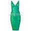 Summer dress Gold black red green Bandage Women's sleeveless v neck Evening Party Dress Bandage Bodycon Women Wearing