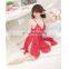 Womens Erotic V-Neck Babydoll Lingerie Dress Floral Lace Patchwork Front Split Nightgown Bowknot See Through Mesh Asym