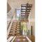 Indoor Metal Stringer Stairs Solid Wood Straight Stairs