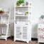 Antique solid wooden wall shelf ladder bookcase with door and 3 shelves