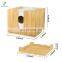 Natural Bamboo Free-Standing Toilet Paper Holder with Shelf Tray Bathroom Tissue Holder Organizer Box for Toilet Paper Storage
