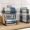 Stainless Steel 2-tier Wall Mounted Folding Dish Drying Rack Punch Freestanding Kitchen Dish Rack
