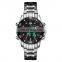 TVG 527 Men Quartz Digital Watch 2019 Design Changeable Watch Dual Display Function Stainless Steel Band LED Wrist Watches