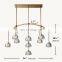Modern Crystal Glass Hemispherical Shade Pendants Chandelier Ceiling Light Fixture For Living Dining Room Bedroom Kitchen Island