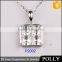 square set yellow zircon silver pendant nacklace