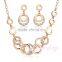 18k rose gold plated crystal bridal dubai gold jewelry set