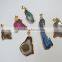 Natural ELECTROPLATED GOLD Agate Slice Pendant