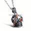 Jewelry Wholesale Stainless Steel Skull Ruby Necklace Sets