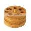 100% Natural Bamboo Coasters Hollow Out Pattern Pack of 6 Handmade Round Bamboo drink Coasters Set with Bamboo Holder