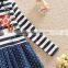 (LH5908) 4-8Y Neat New Girl Dresses Striped Children Fancy Dresses Latest Cotton Frock Designs Kids Embroidery Dress Wholesale