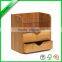 4 tier wood bamboo office desk organizer with drawer