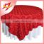 Fancy red rosette design satin wedding embroidered table overlays
