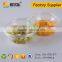 PET plastic 2 divided round fresh cut fruit salad container