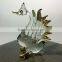 Crystal Peacock Hand Blown Clear Glass Art Gold Trim Figurines Home Decor / Bird animals Collection / Gift