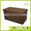 Household Brown Rectangle Foldable Polyester Linen Storage Ottoman