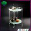 Commercial Restaurant Serving Trolley Decorative Trolley Cart Clear Glass Top Wine Trolley