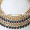 Polki Crystal Sapphire blue necklace jhumka EARRING Bridal Set